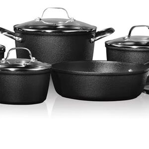 Starfrit The Rock Diamond 10PC Non-Stick Set - Durable Forged Aluminum - Oven Sa